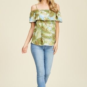 FLORAL OFF SHOULDER SPAGHETTI STRAP TOP